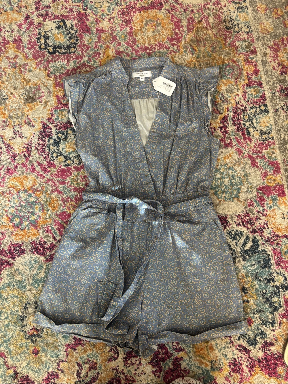 Derek Lam Blue Floral Print Blouse